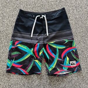Quiksilver Board Shorts Boys 25 / 10 Youth Swim Trunks Stretch Highline 17"